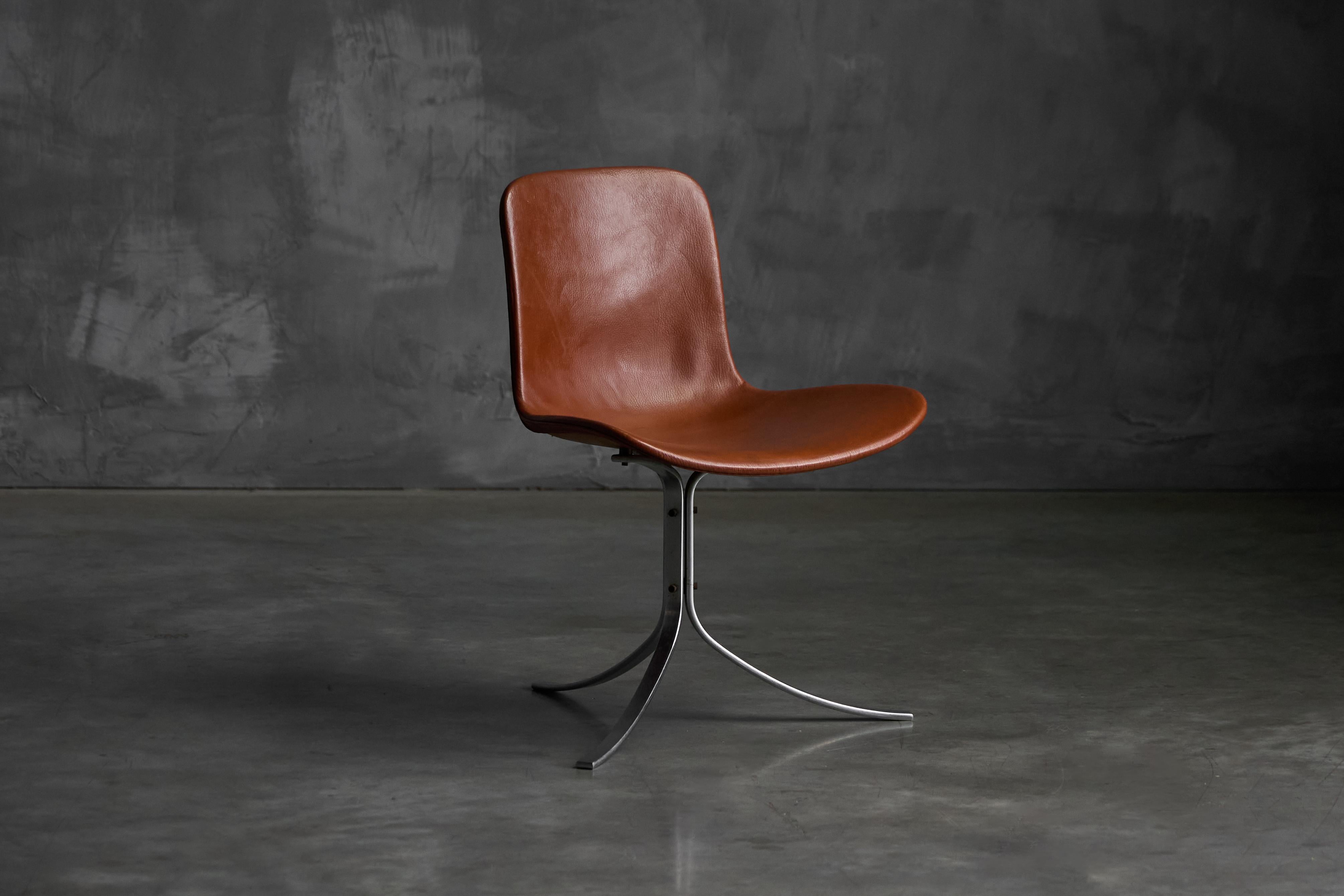 Acciaio Sedie da pranzo PK9 di Poul Kjærholm per E. Kold Christensen, Danimarca, anni '60 in vendita