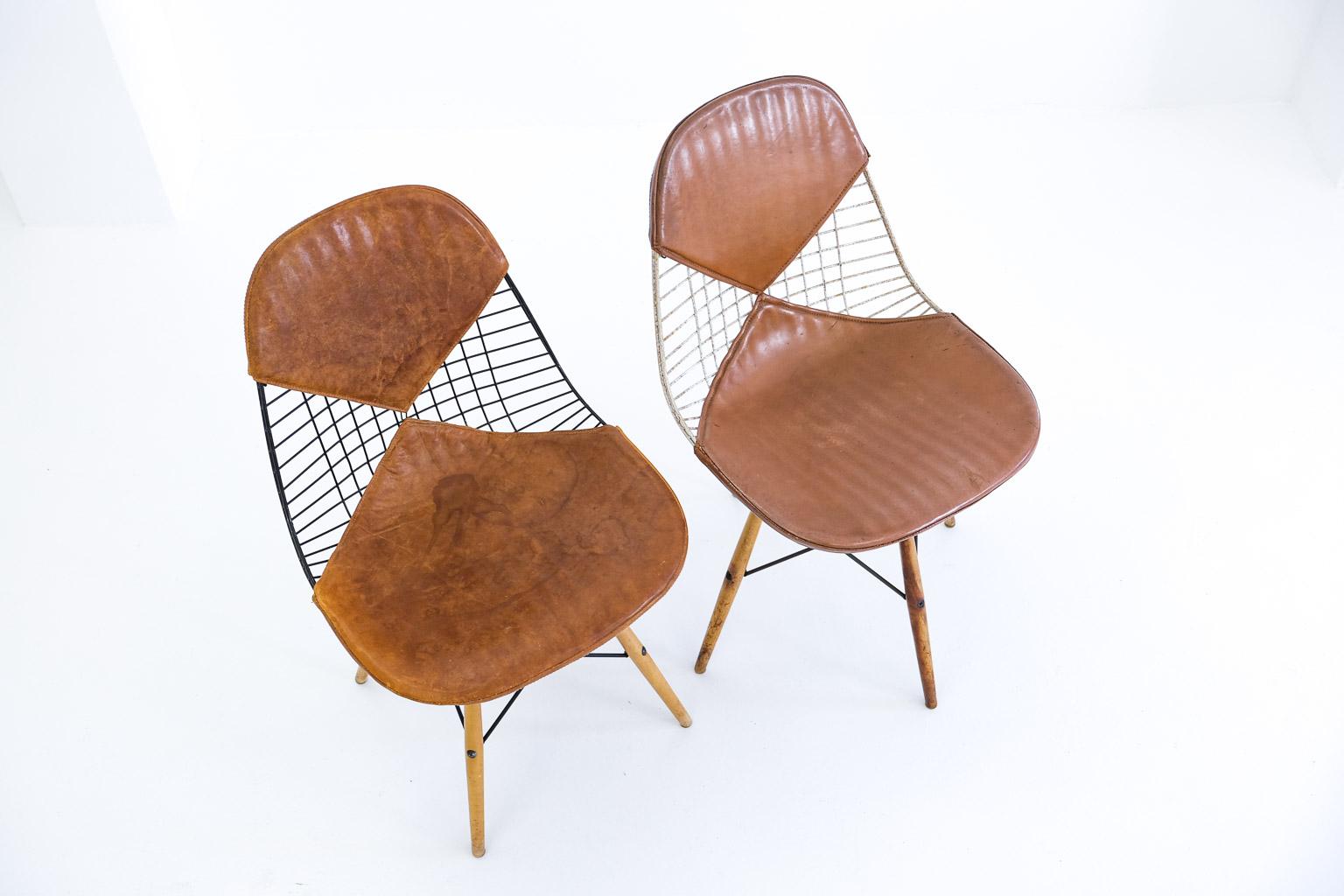Chaise d'appoint pivotante Pkw-2 à base en bois et fil de fer, Eames Herman Miller, Bikini, Seng en vente 6