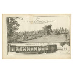 Pl. 10 Gravure ancienne d'un château et d'un jardin par Le Rouge, c.1785