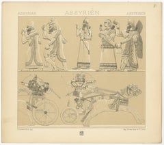 Pl. 10 Antique Print of Assyrian Scenes by Racinet, 'circa 1880'