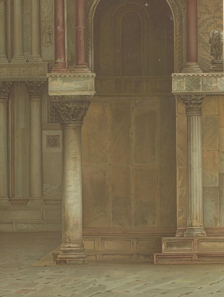 XIXe siècle Pl. 10 Estampe ancienne de la façade principale de la basilique de San Marco en vente