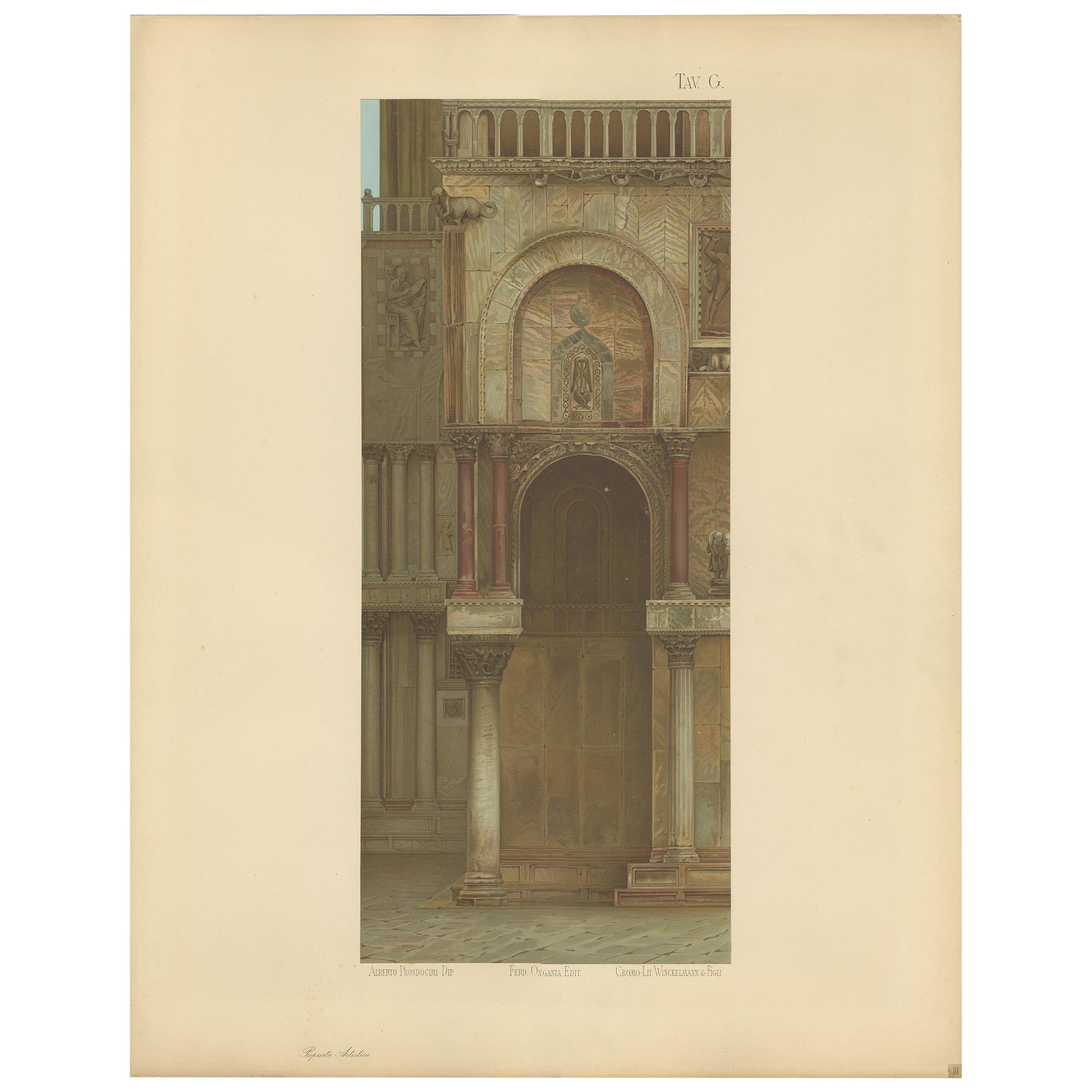 Pl. 10 Antique Print of the Main Facade of the Basilica of San Marco