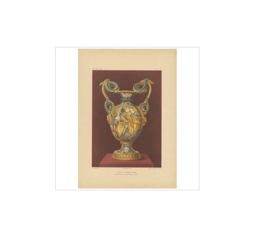 Impression ancienne de la majolique d'Ouralbino pl. 10 par Bedford, vers 1857 Bon état - En vente à Langweer, NL