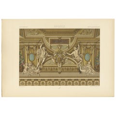 Pl. 106 Antiker Druck einer geschnitzten Decke von Racinet aus dem 17. Jahrhundert, um 1890