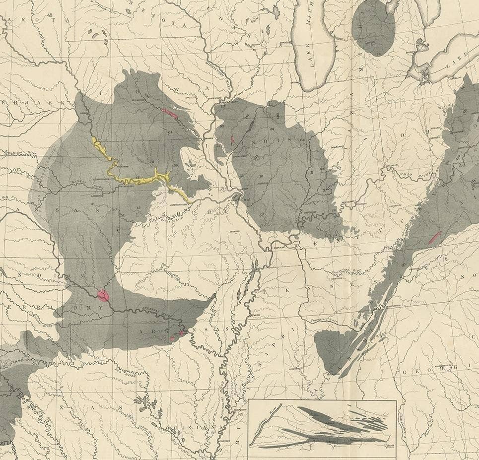 Antique Map of the Coal Fields of the United States by Walker '1874'