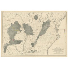 Carte ancienne des terrains de charbon des États-Unis par Walker « 1874 »