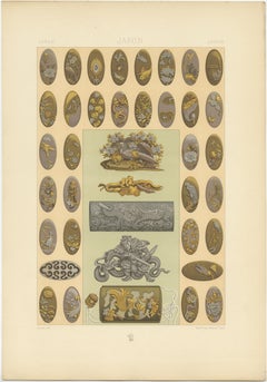 Antique Print of Japanese Metal Decorations Ornaments by Racinet