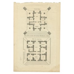 Impression ancienne Pl. 11 du manoir du vicomte Charlemont par Le Rouge, vers 1785