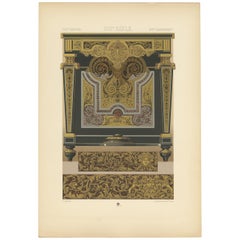 Pl. 110 Antique Print of 17th Century Console Table by Racinet, circa 1890