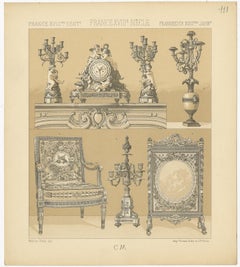 Pl 111 Antique Print of French 18th Century Decorative Objects by Racinet