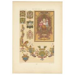 Pl. 112 Antique Print of 17th and 18th Century Tapestries by Racinet, circa 1890