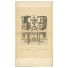 Pl 112 Grabado antiguo de muebles franceses del siglo XVIII de Racinet