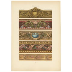 Pl. 113 Antique Print of 17th Century French Tapestries by Racinet, circa 1890