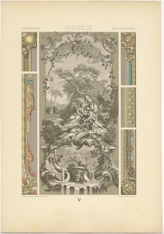 Pl. 114 Antiker Druck einer dekorativen Tafel aus dem 18. Jahrhundert von Racinet, um 1890