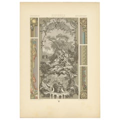 Pl. 114 Antique Print of 18th Century Decorative Panel by Racinet, circa 1890