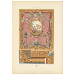 Pl. 115 Antique Print of 18th Century Tapestry by Racinet, circa 1890