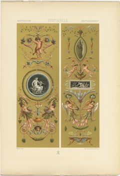 Pl. 118, antiker Druck von Gemälden aus Glas des 18. Jahrhunderts von Racinet, um 1890