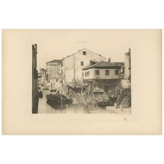 Pl. 12 Used Print of a Boatbuilding yard on the Bottesela Canal, circa 1890