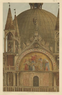 Antique Print of the Portal of Sant'Alipio of the Basilica of San Marco, 1881