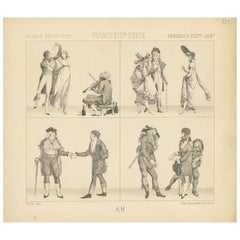 Pl. 122 Antique Print of French 18th Century Scenes by Racinet, 'circa 1880'