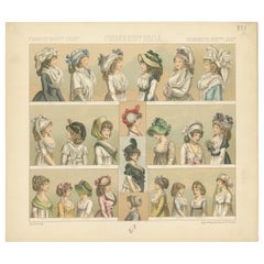 Pl 123 Antique Print of French 18th Century Women's Costumes by Racinet
