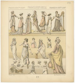 Pl. 124 Antique Print of French 18th Century Women's Costumes by Racinet