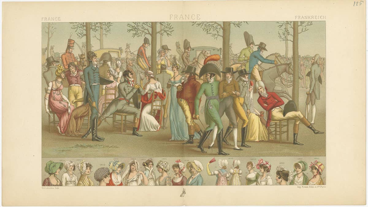 Pl. 125 Antique Print of French Scene by Racinet, 'circa 1880'