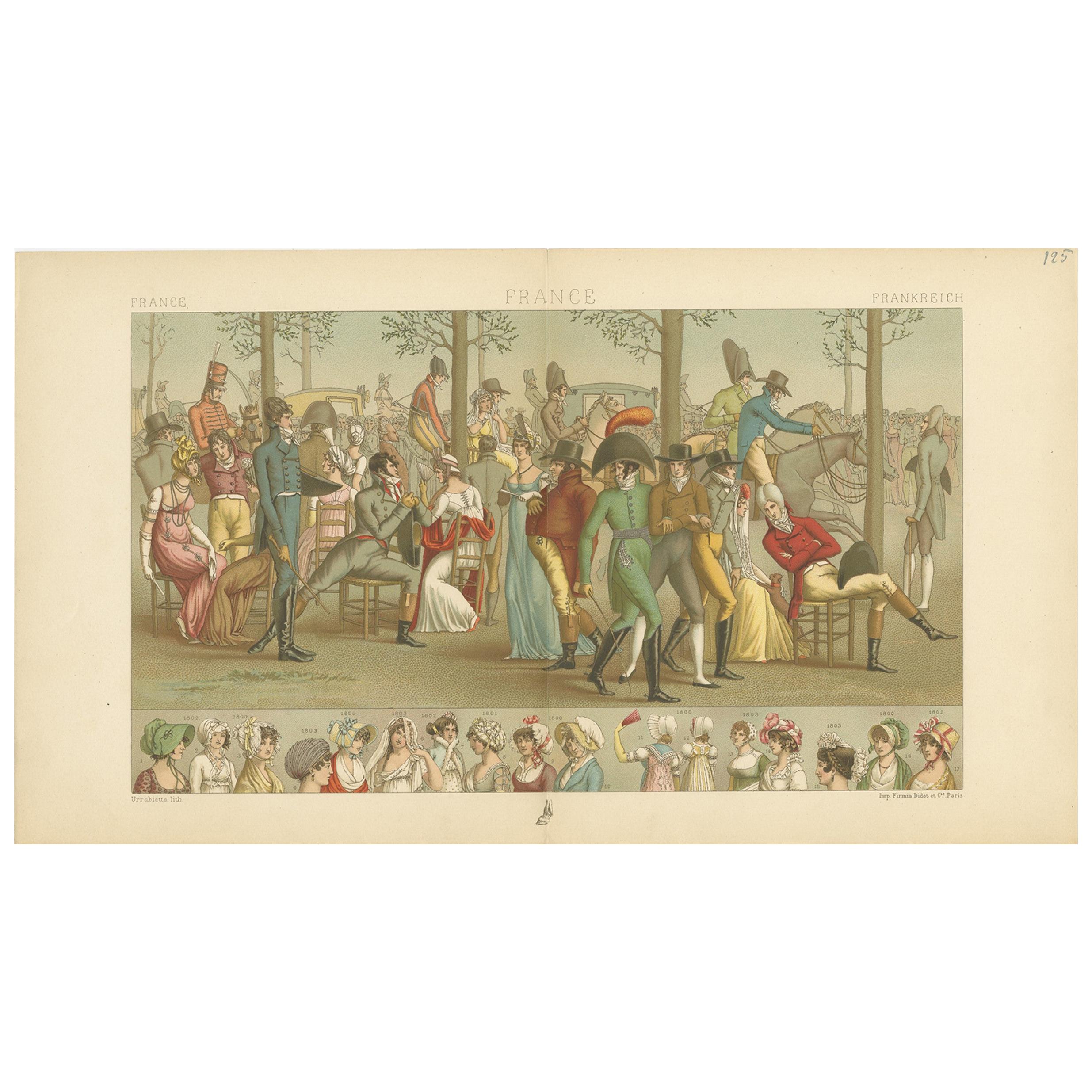 Pl. 125 Antique Print of French Scene by Racinet, 'circa 1880'