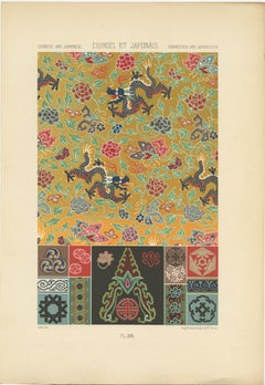 Pl. 13 Antique Print of Chinese and Japanese Ornaments by Racinet 'circa 1890'
