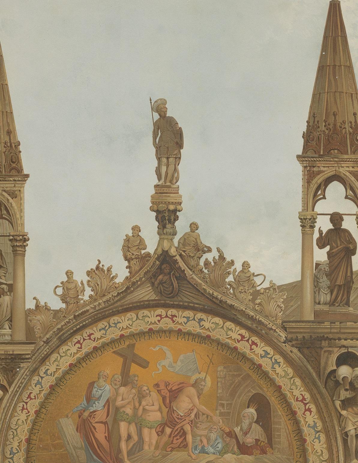 Impression ancienne de San Pietro de la basilique de San Marco, Venise, Italie, 1881 Bon état - En vente à Langweer, NL