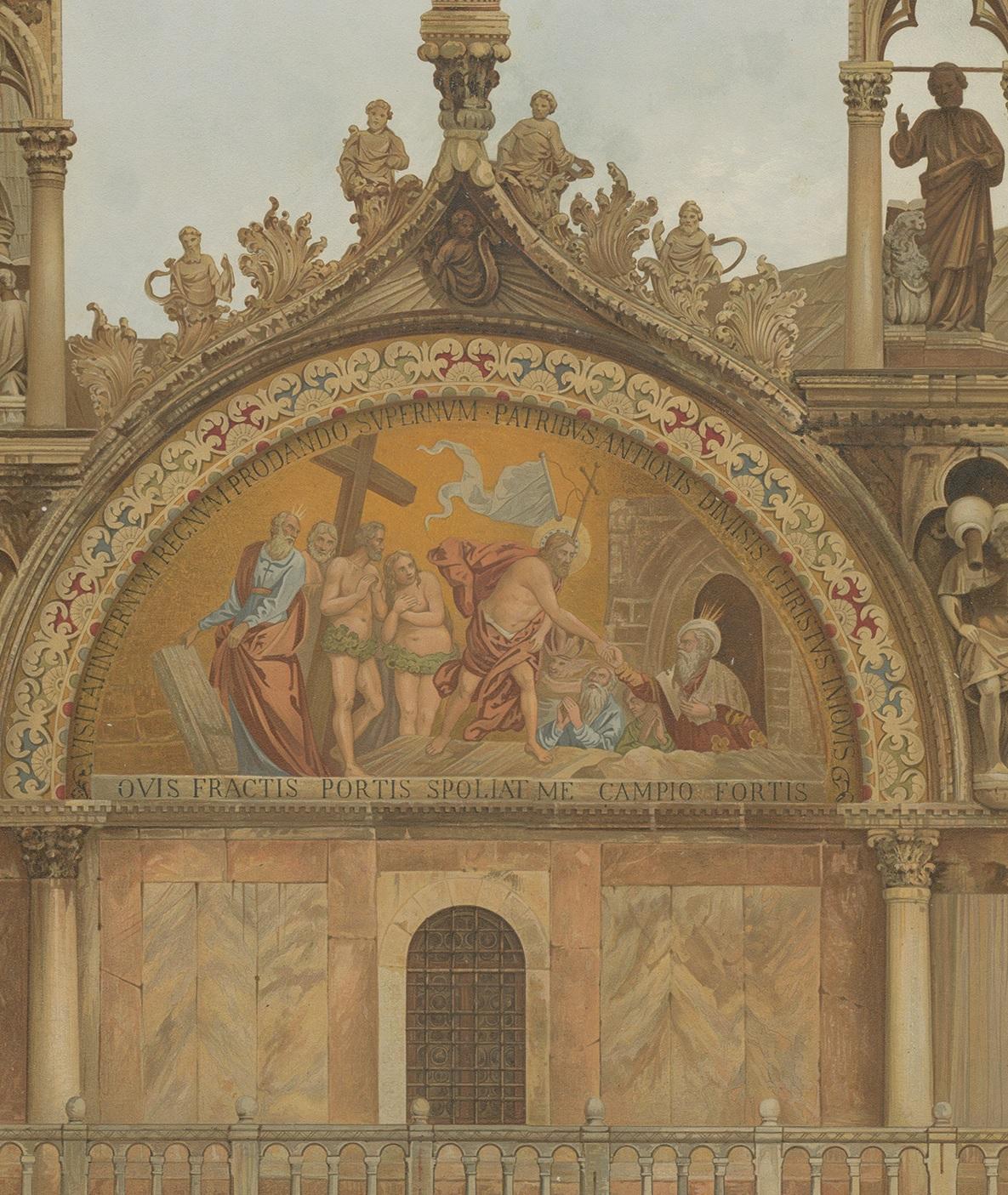 XIXe siècle Impression ancienne de San Pietro de la basilique de San Marco, Venise, Italie, 1881 en vente