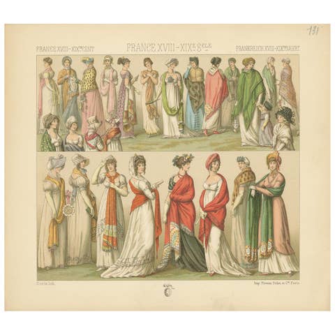 Antique Costume Print – French Women’s Fashion 18th–19th Century