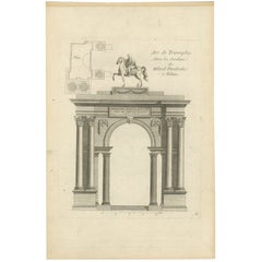 Impression ancienne d'un arc triomphale Pl. 14 par Le Rouge, vers 1785