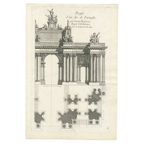 Pl. 14 Antique Print of a Triumphal Arch by Le Rouge, c.1785
