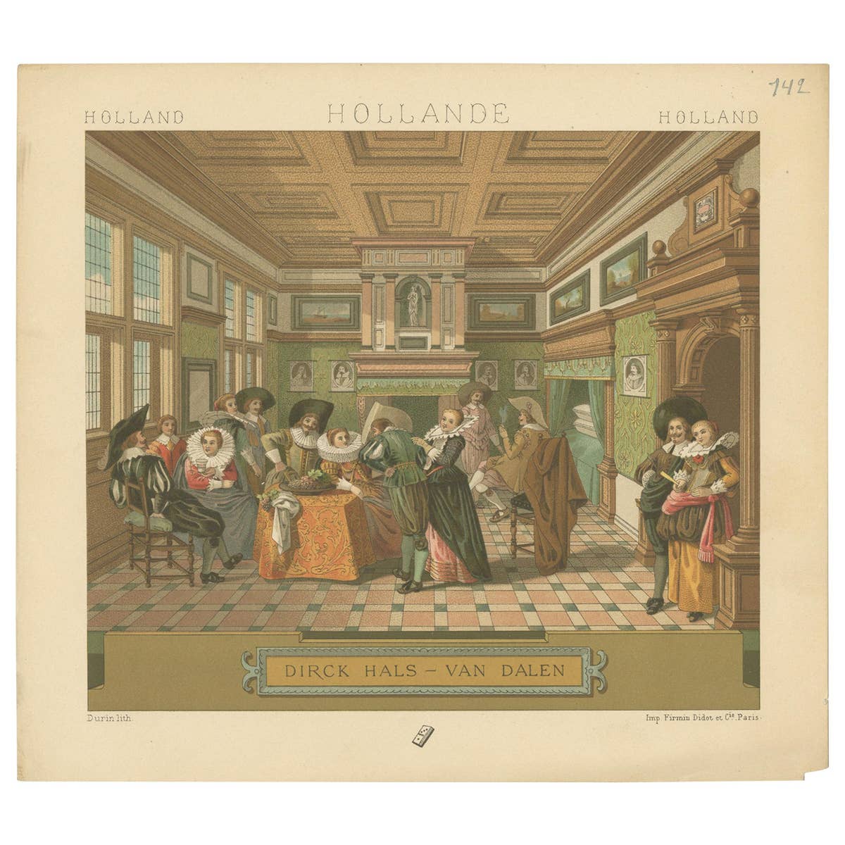 Pl. 142 Antique Print of Holland, Dirck Hals Van Dalen by Racinet, 'circa 1880'