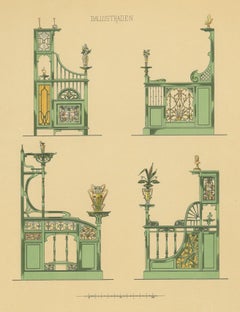 Pl. 15 Antique Print of Balustrades by Kramer, 1910