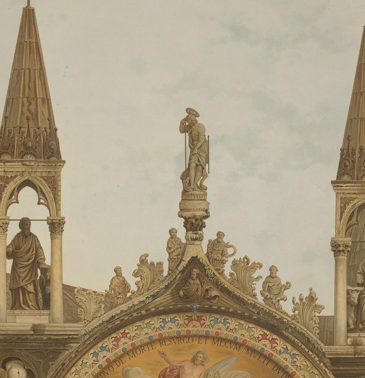 Pl. 15 Antique Print of the Portal of San Clemente of the Basilica of San Marco In Good Condition For Sale In Langweer, NL