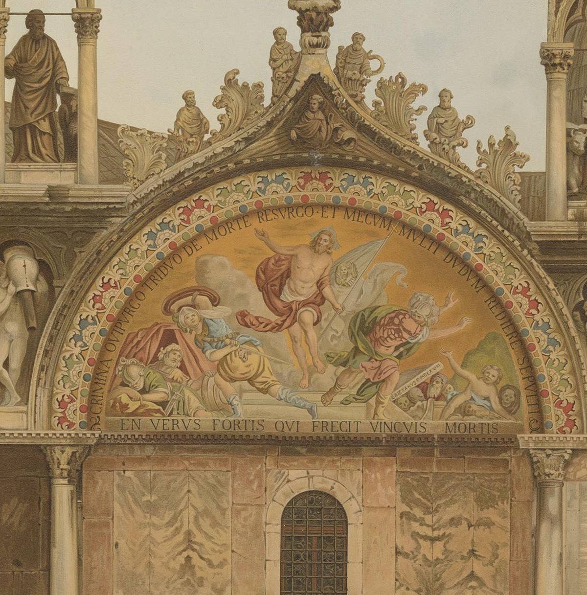 Pl. 15 Antique Print of the Portal of San Clemente of the Basilica of San Marco
