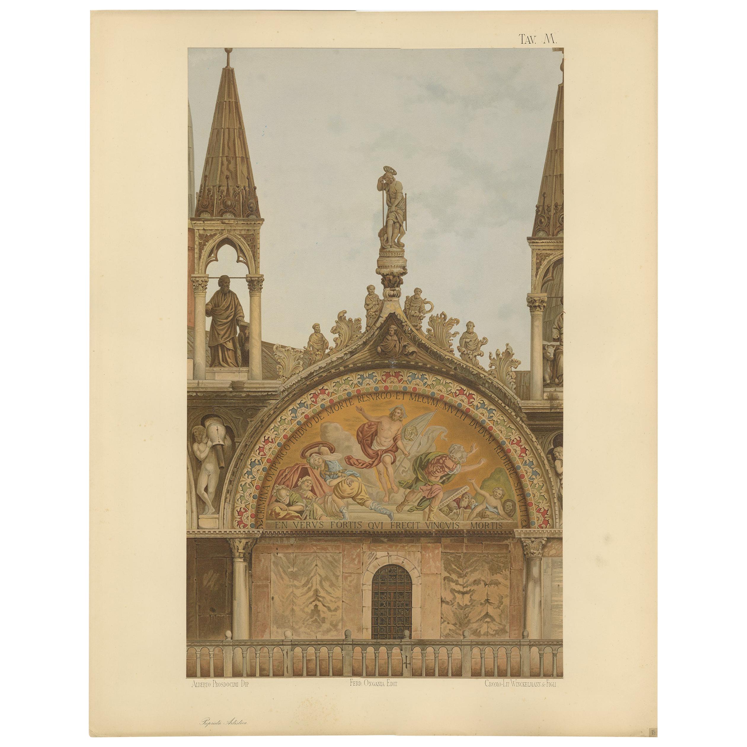 Pl. 15 Antique Print of the Portal of San Clemente of the Basilica of San Marco