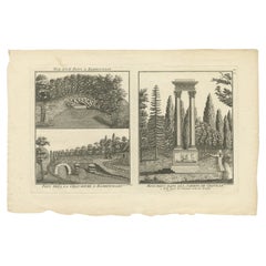 Pl. 15 Antiker Druck von verschiedenen Ansichten von Rambouillet von Le Rouge, um 1785