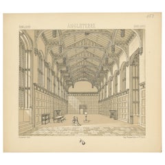 Pl. 153 Antique Print of English Architecture by Racinet, 'circa 1880'