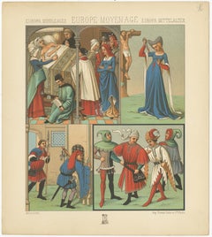 Pl. 16 Stampa antica di scene europee di Racinet, 1880 circa