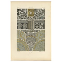 Pl. 16 Antique Print of Indian Ornaments by Racinet, circa 1890