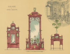 Pl. 16 Antique Print of Salon Furniture by Kramer 'circa 1910'