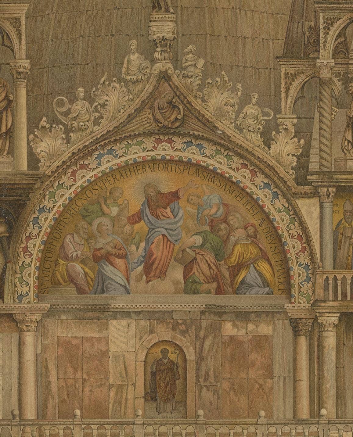Pl. 16 Antique Print of the Portal of the Zen Chapel of the Basilica San Marco