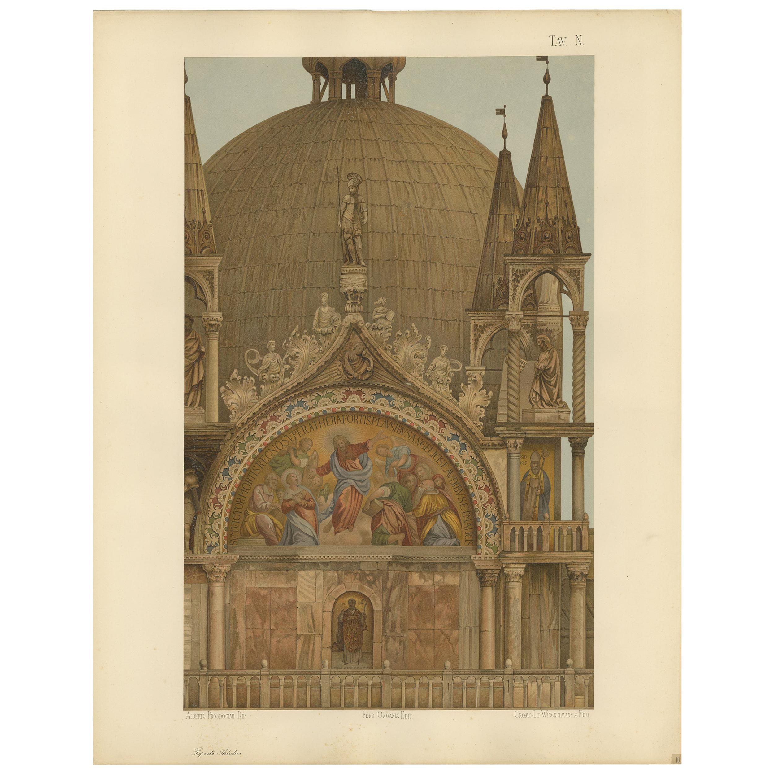 Pl. 16 Antique Print of the Portal of the Zen Chapel of the Basilica San Marco For Sale