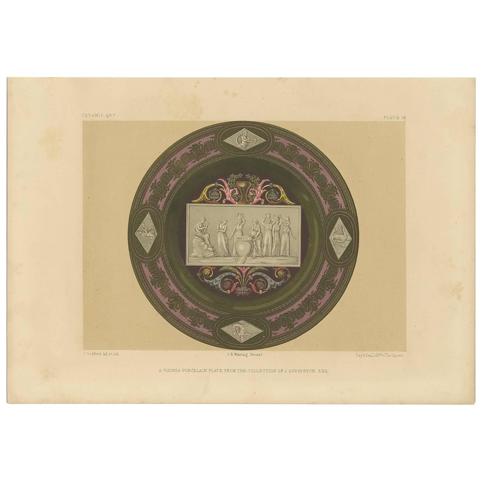Impression ancienne de porcelaine de Vienne Pl. 16 par Bedford, vers 1857