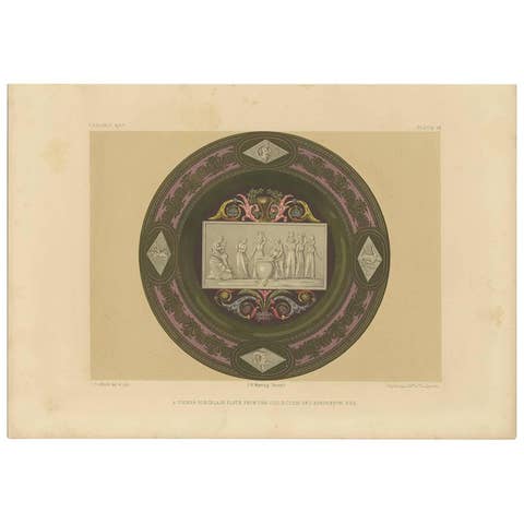 Pl. 16 Antique Print of Vienna Porcelain by Bedford, circa 1857