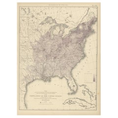 Pl. 17 Antique Chart of the US Population 1850 by Walker, 1874