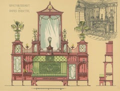 Impression ancienne d'un canapé et d'un meuble par Kramer Pl. 17 (vers 1910)